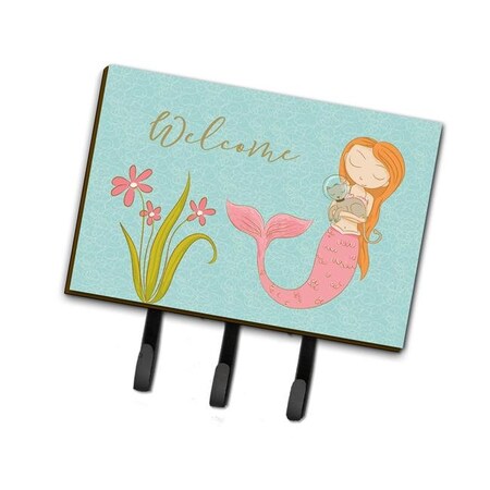 Carolines Treasures Carolines Treasures BB8548TH68 Mermaid with Cat Welcome Leash or Key Holder BB8548TH68